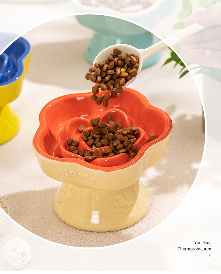 Rose Garden Slow Feeder Bowl | Orange and Beige