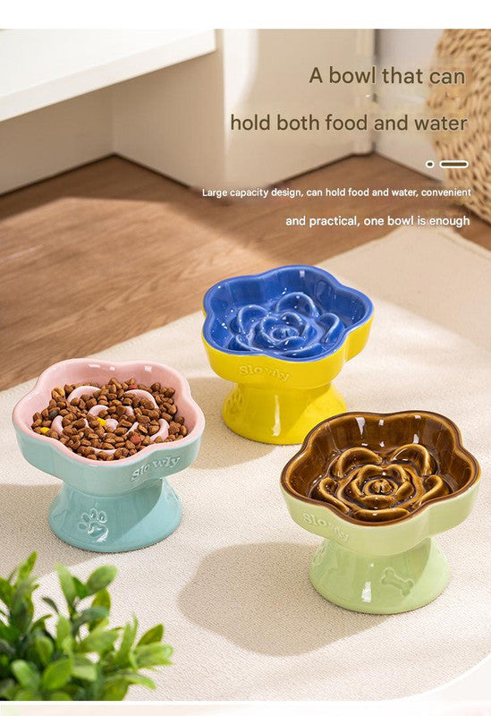 Rose Garden Slow Feeder Bowl | Orange and Beige