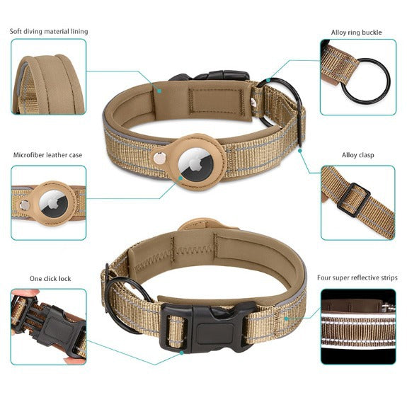 Dog Collar with Built-in Apple Air Tag Holder (Air Tag not included)