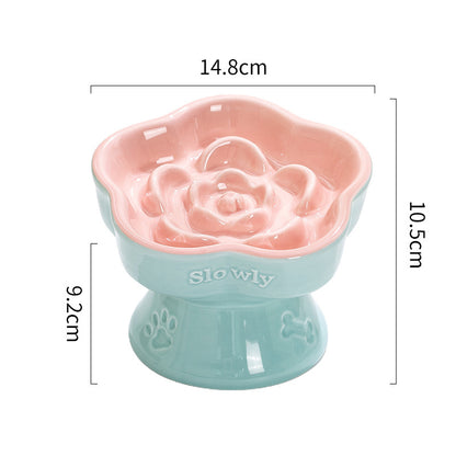 Rose Garden Slow Feeder Bowl | Pink and Blue