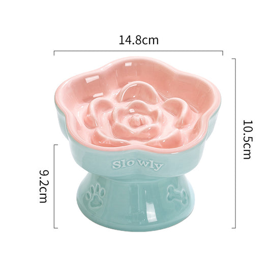 Rose Garden Slow Feeder Bowl | Pink and Blue