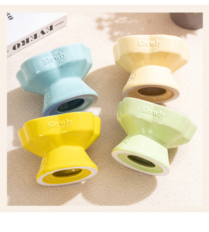 Rose Garden Slow Feeder Bowl | Yellow and Blue