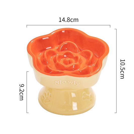 Rose Garden Slow Feeder Bowl | Orange and Beige
